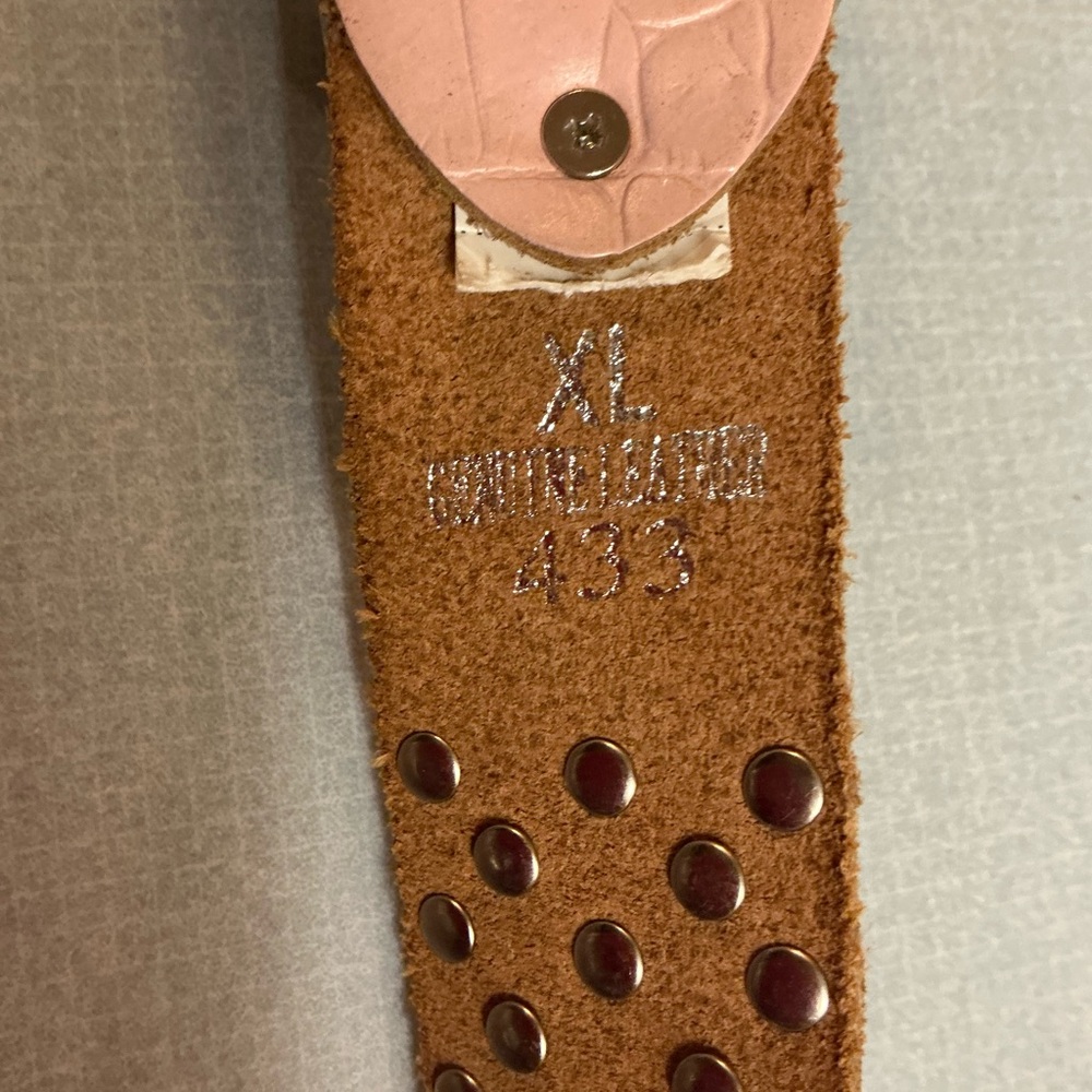 Studded Pink Belt with Rhinestone Buckle - Picture 4 of 7